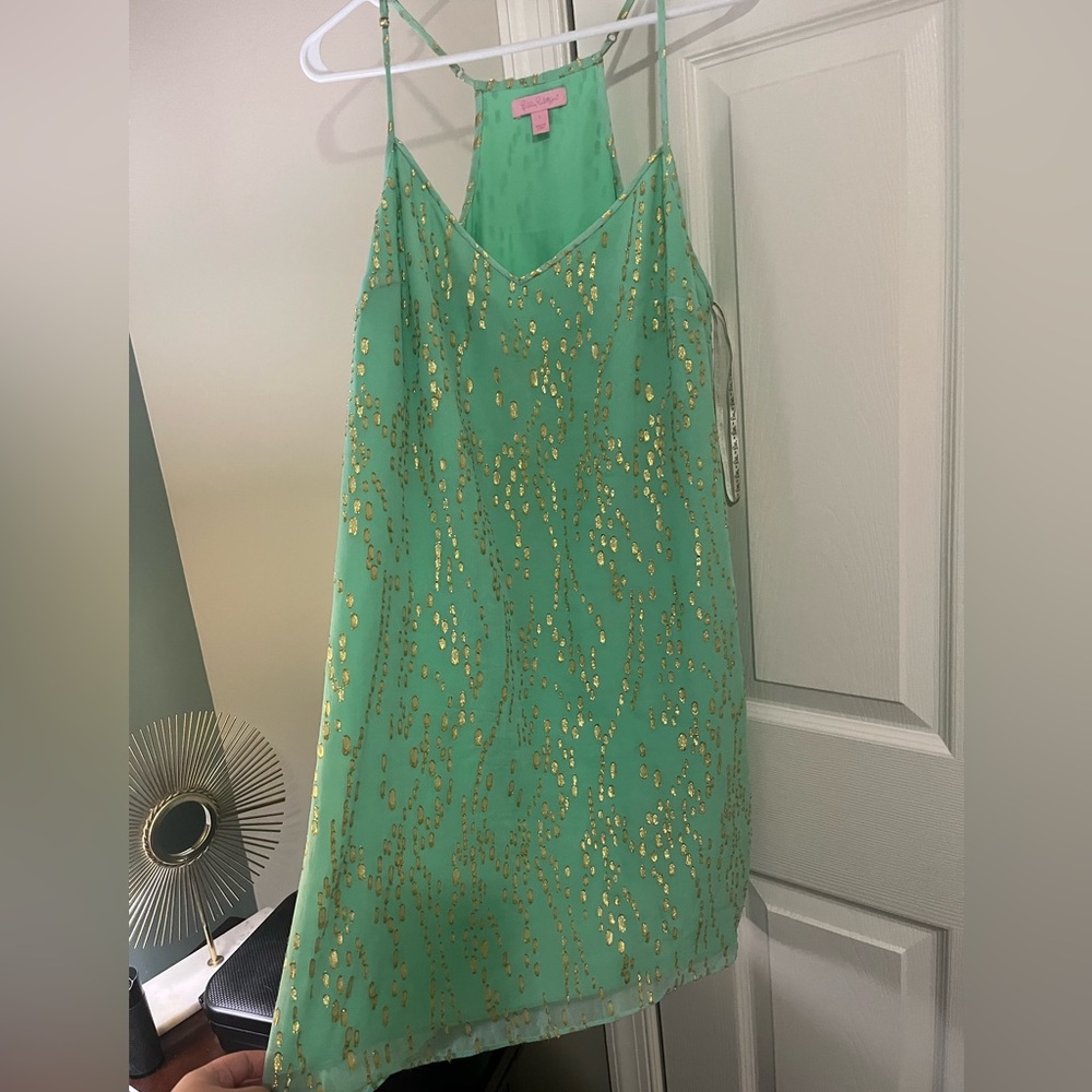 Lilly Pulitzer Aqua Dress with Gold Details